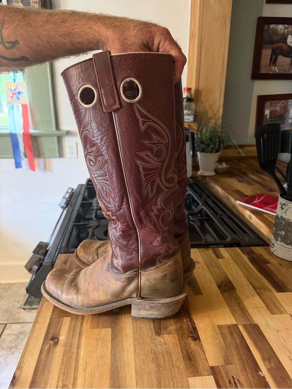 Olathe Boot Co.Burgundy Stovetop Cowboy Boots